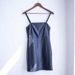 Faux Leather Mini Dress Black Size Small
